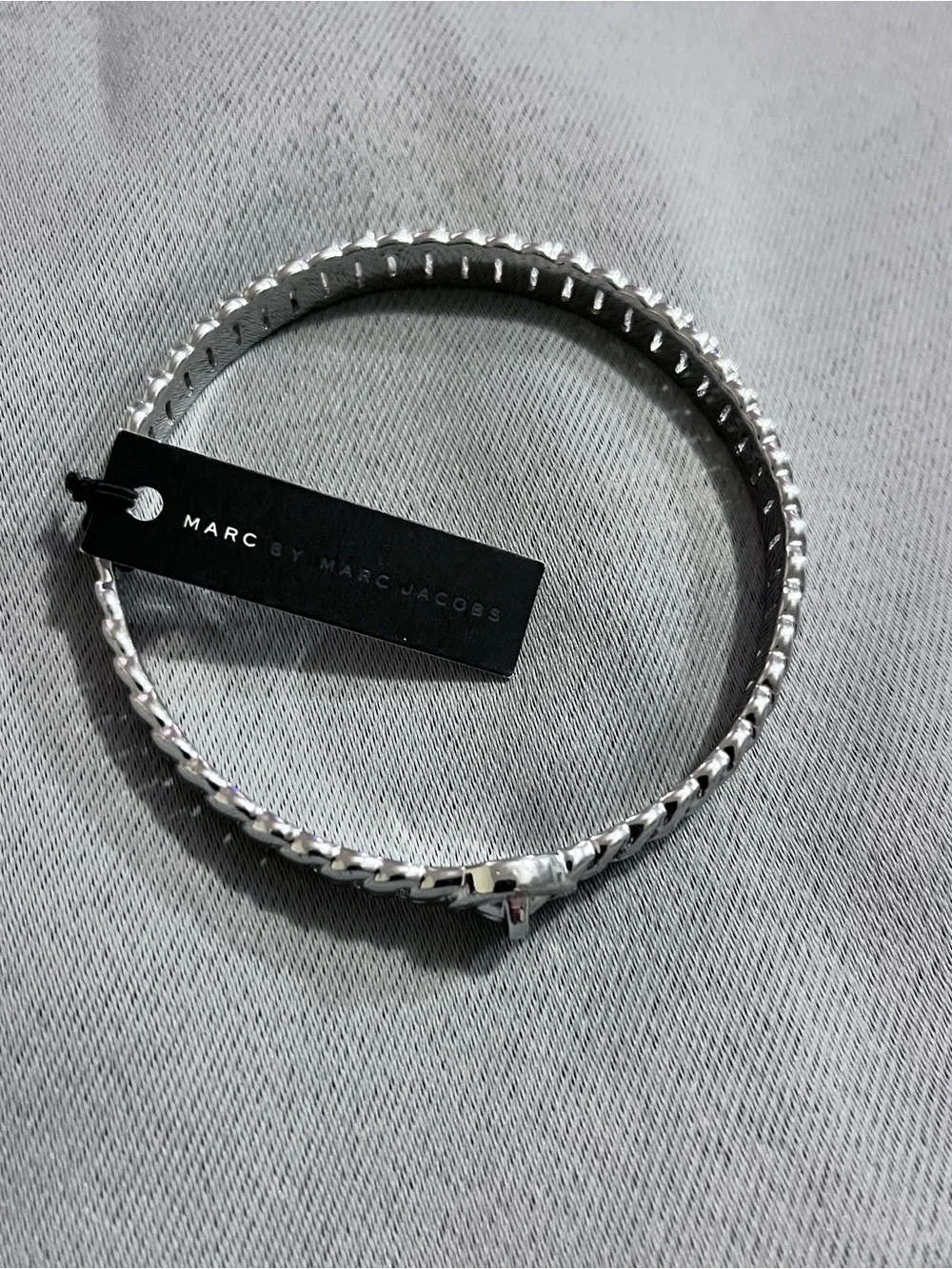 NWT Marc by Marc Jacobs Silver Logo Bangle Bracelet M/L